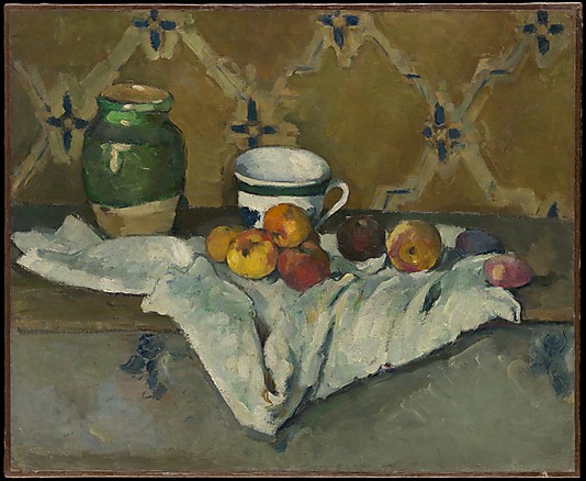 Cezanne. Still life with jar, cup and apples - ca. 1877